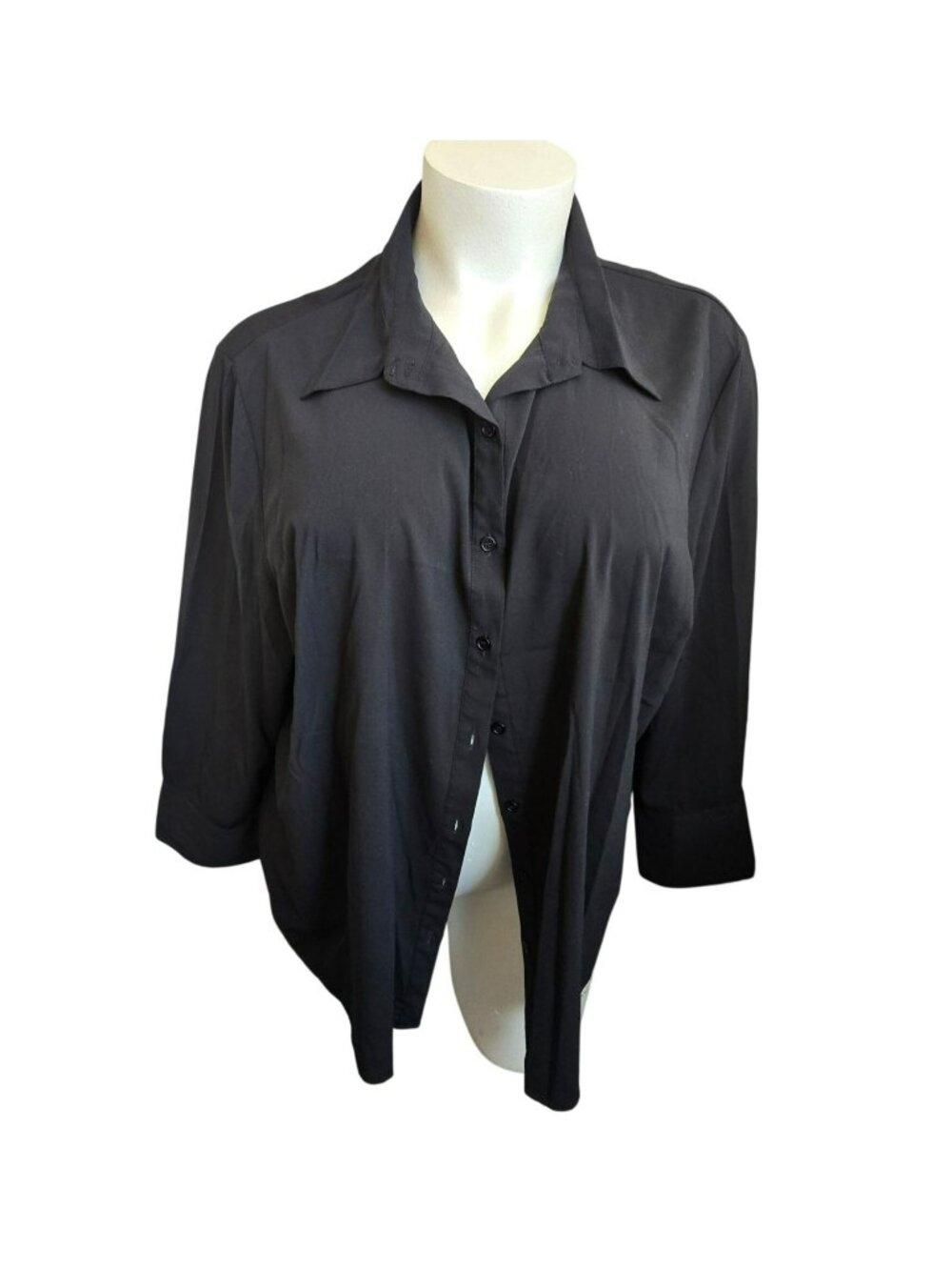 Maggie Barnes Black Button-Up Shirt 3X 26/28 Long Sleeve Womens Top JJ4299
